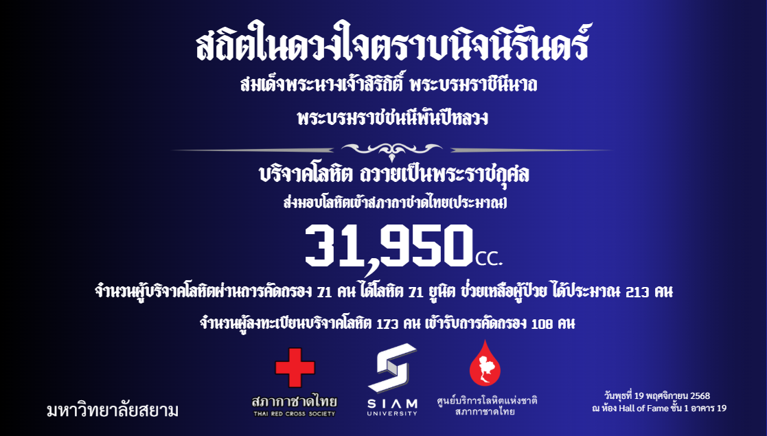 บริจาคโลหิตเพื่อต่อชีวิตเพื่อนมนุษย์ 2568